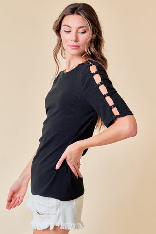 Knit Top with Sleeve Detail